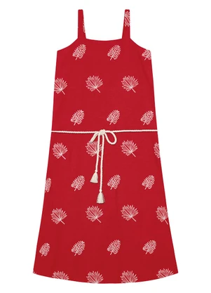 Malwee - Vestido Vermelho Amplo Bordado - MALWEE