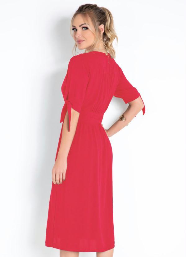 Quintess - Vestido Vermelho com Abertura em Botões 2