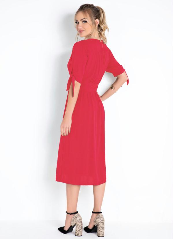 Quintess - Vestido Vermelho com Abertura em Botões 4