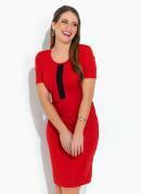 Vestido Vermelho com Faixa Moda Evanglica