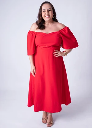 Quintess - Vestido Vermelho em Crepe Plano - QUINTESS