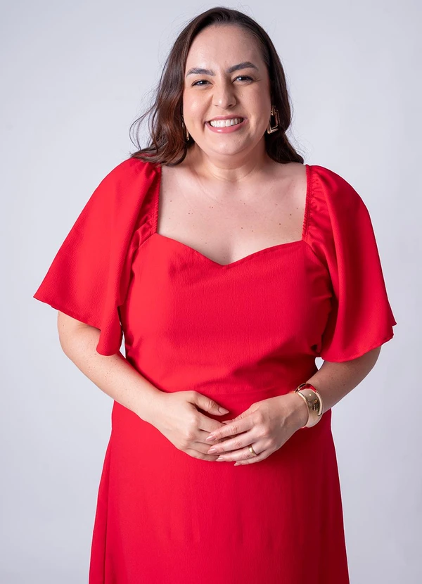 Quintess - Vestido Vermelho em Crepe Plano 6