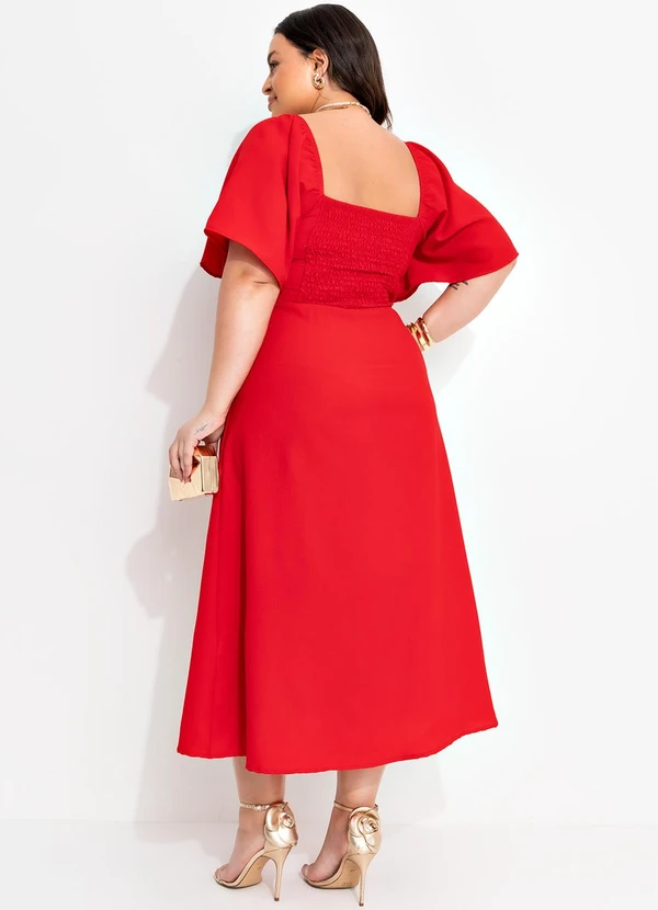 Quintess - Vestido Vermelho em Crepe Plano 3