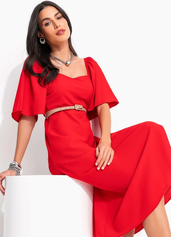 Quintess - Vestido Vermelho em Crepe Plano 10