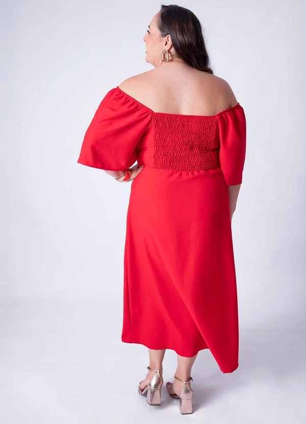 Quintess - Vestido Vermelho em Crepe Plano 7