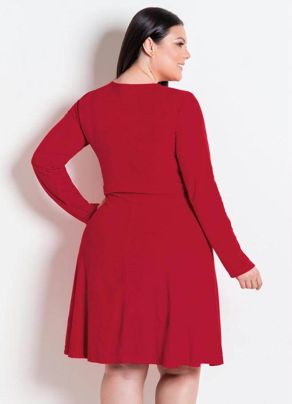 Outlet - Vestido Vermelho em Plush Moda Evangélica 6