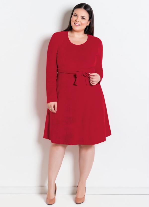 Outlet - Vestido Vermelho em Plush Moda Evangélica 7