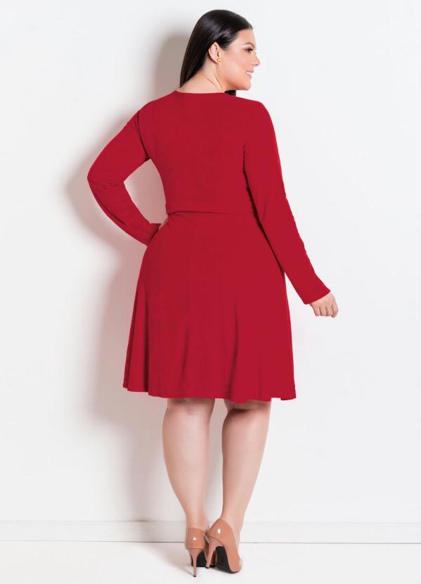 Outlet - Vestido Vermelho em Plush Moda Evangélica 8