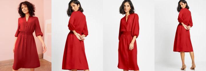Vestido Vermelho em Viscose Plana