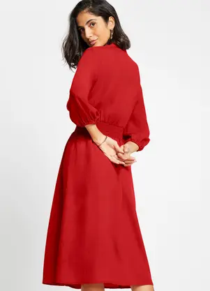 bonprix - Vestido Vermelho em Viscose Plana - BONPRIX