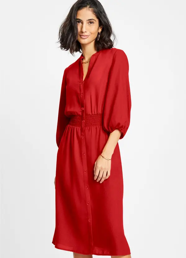bonprix - Vestido Vermelho em Viscose Plana 2