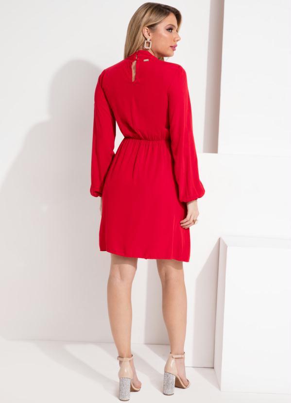 Outlet - Vestido Vermelho Mangas Longas com Babado 4