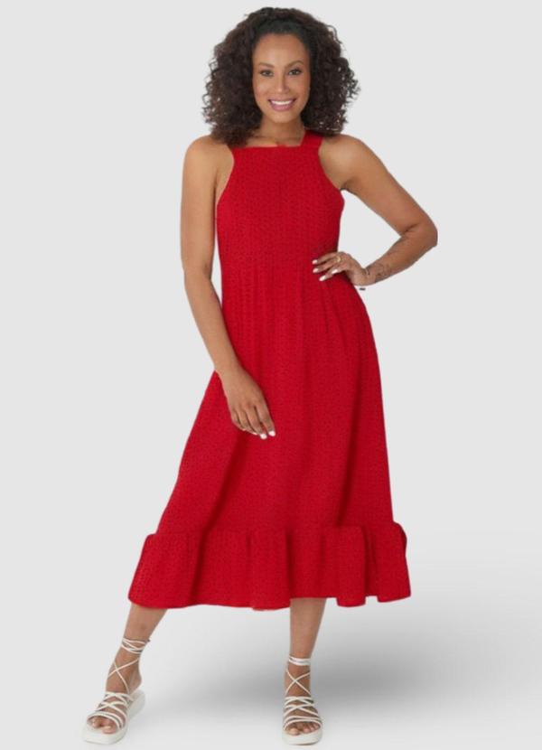 Malwee - Vestido Vermelho Midi Evasê em Laíse 6