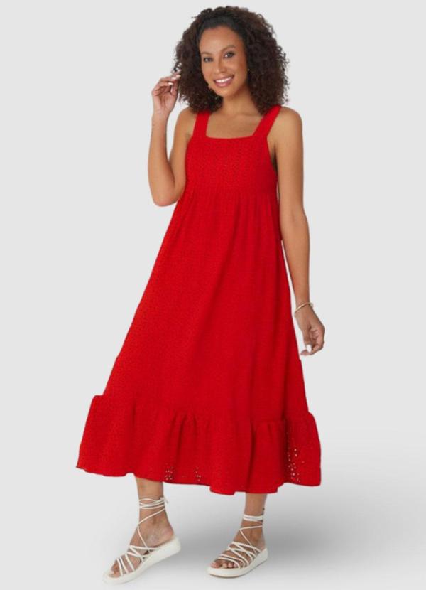 Malwee - Vestido Vermelho Midi Evasê em Laíse 7