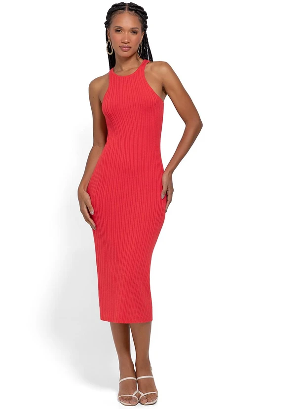Enfim - Vestido Vermelho Midi Tricot