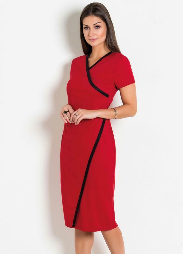 Rosalie - Vestido Vermelho Transpassado Moda Evangélica