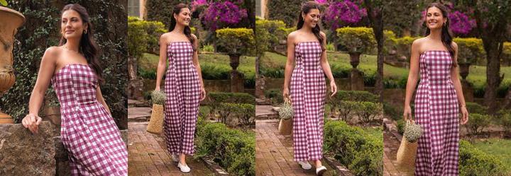 Vestido Vichy Bord� em Malha Crepe