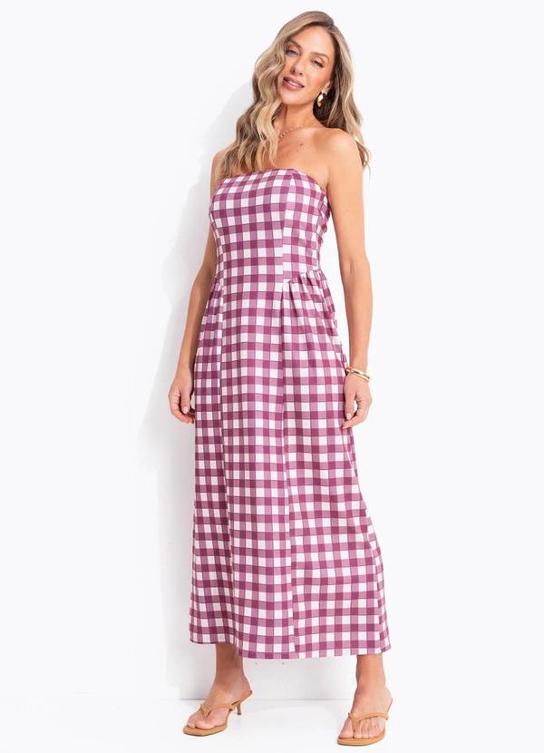 Vestido (Vichy Bord�) em Malha Crepe