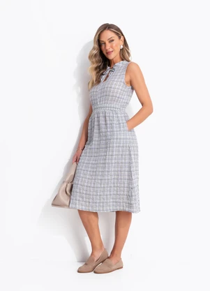 Quintess - Vestido Vichy Verde em Gaze - QUINTESS