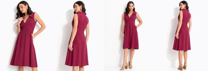 Vestido Vinho em Tecido de Alfaiataria