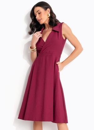 Vestido Vinho em Tecido de Alfaiataria
