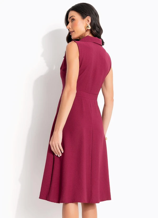 Quintess - Vestido Vinho em Tecido de Alfaiataria 5