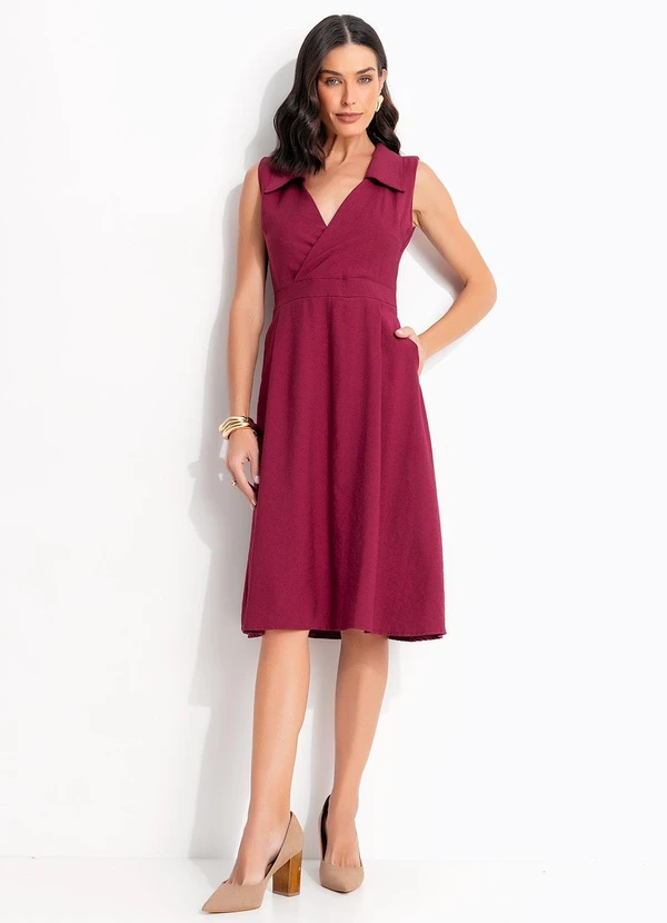 Quintess - Vestido Vinho em Tecido de Alfaiataria 3