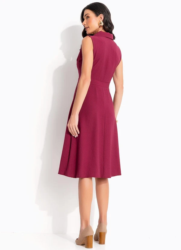 Quintess - Vestido Vinho em Tecido de Alfaiataria 2