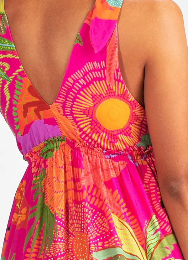 Farm - Vestido Viscose Bronzeado Rosa 4