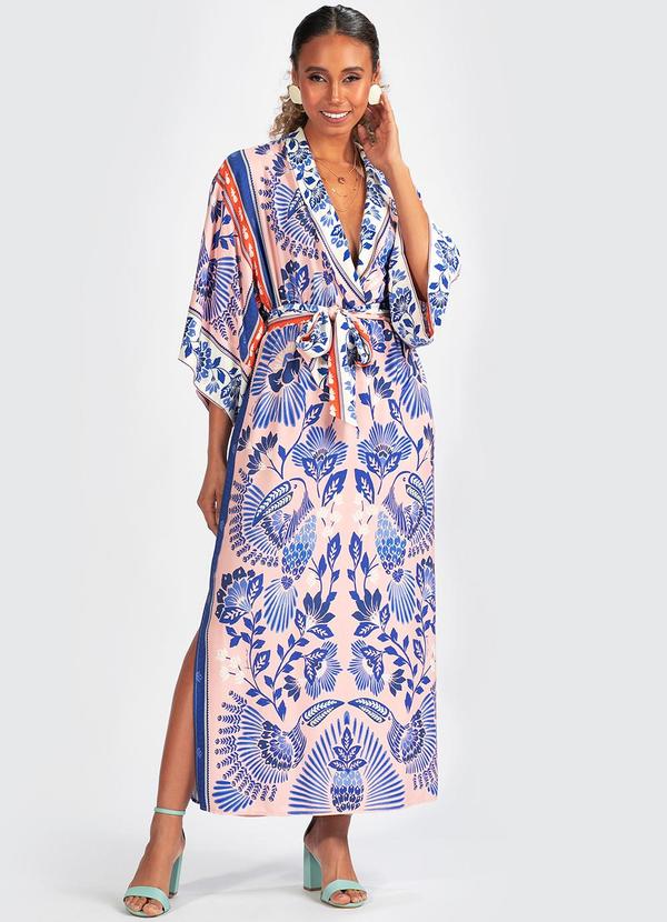 Farm - Vestido Viscose em Flor Rosa