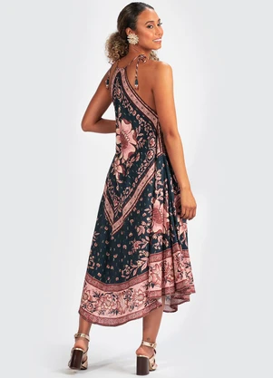 Farm - Vestido Viscose Jardim Boho Azul - FARM