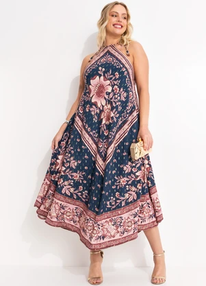 Farm - Vestido Viscose Jardim Boho Azul - FARM