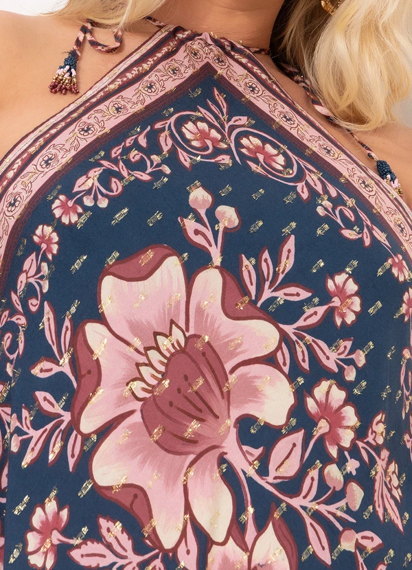 Farm - Vestido Viscose Jardim Boho Azul 11