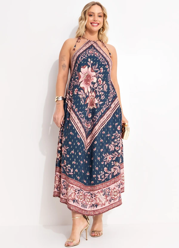 Farm - Vestido Viscose Jardim Boho Azul 2