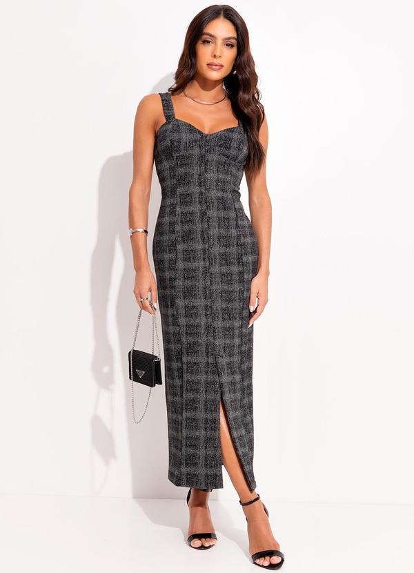 Colcci - Vestido Xadrez Cinza