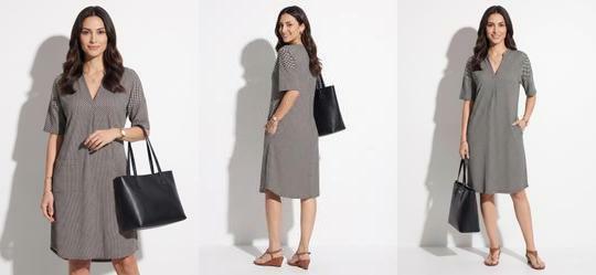 Vestido Xadrez com Gola Padre e Bolsos