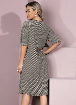 Quintess - Vestido Xadrez com Gola Padre e Bolsos - QUINTESS