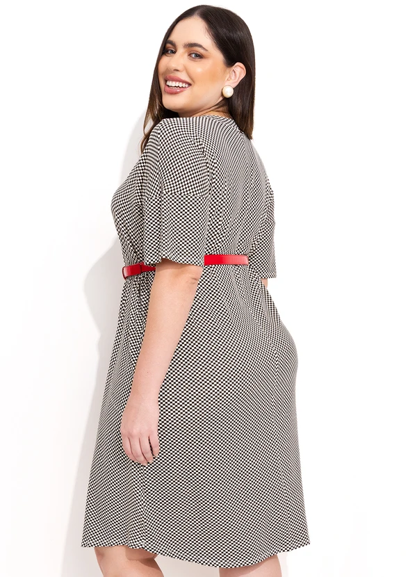 Quintess - Vestido Xadrez com Gola Padre e Bolsos 6