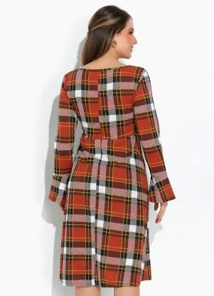 Rosalie - Vestido Xadrez com Manga Longa - ROSALIE