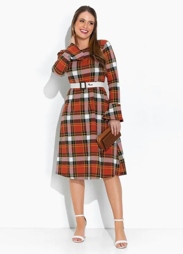 Rosalie - Vestido Xadrez com Manga Longa 4