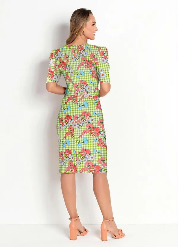 Rosalie - Vestido Xadrez Floral Verde 4