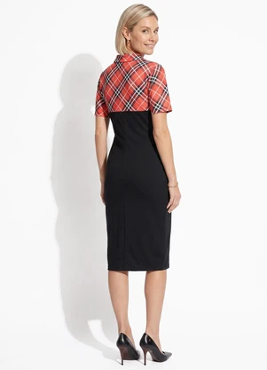 Rosalie - Vestido Xadrez Laranja com Gola - ROSALIE
