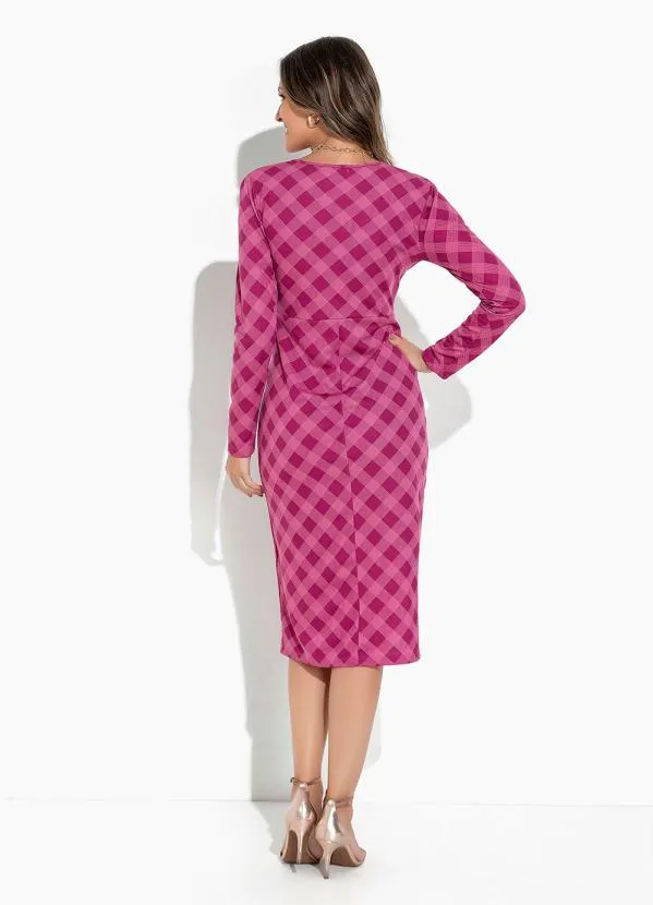 Rosalie - Vestido Xadrez Pink com Faixa 2