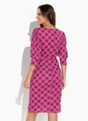 Rosalie - Vestido Xadrez Pink Tubinho - ROSALIE