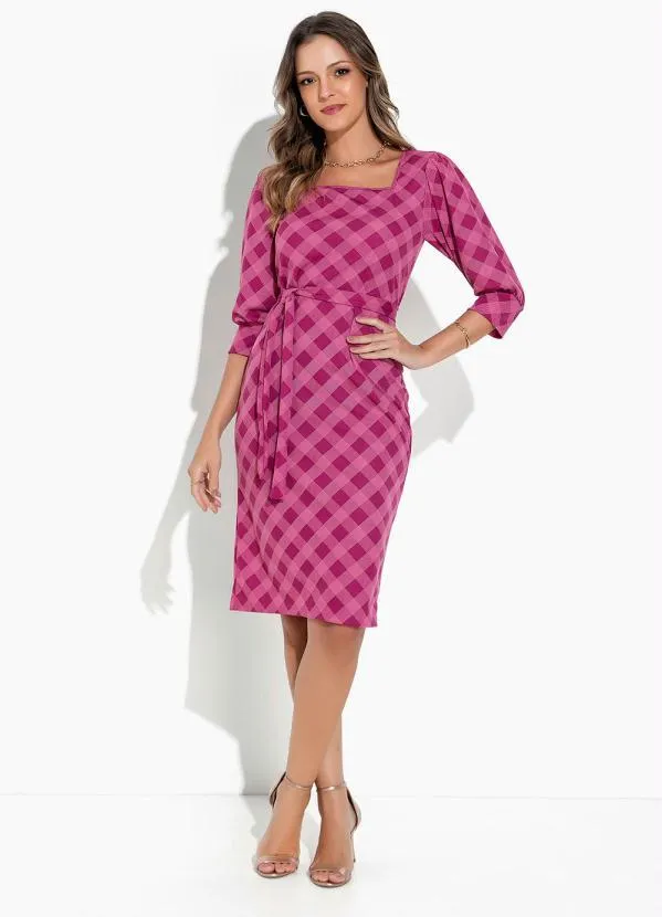 Rosalie - Vestido Xadrez Pink Tubinho 3