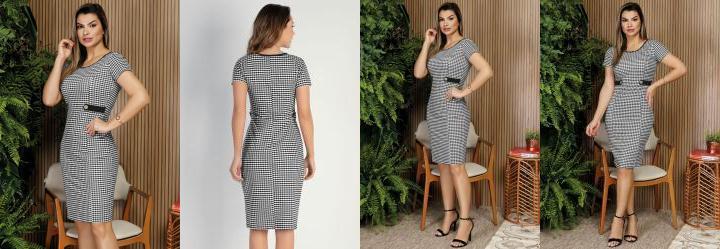 Vestido Xadrez Preto com Boto