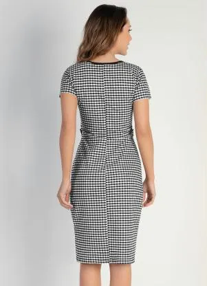 Rosalie - Vestido Xadrez Preto com Botão - ROSALIE