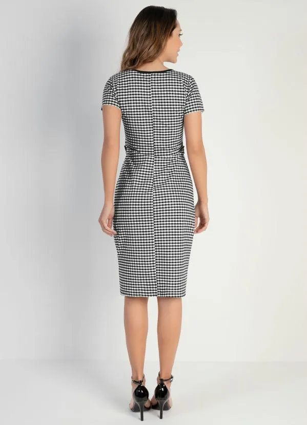 Rosalie - Vestido Xadrez Preto com Botão 5
