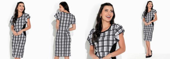 Vestido Xadrez Preto com Manga