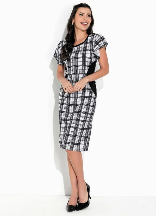 Rosalie - Vestido Xadrez Preto com Manga 4